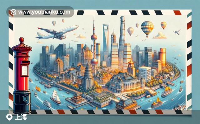 上海地標與郵政元素完美融合，展現現代城市風貌與郵政文化