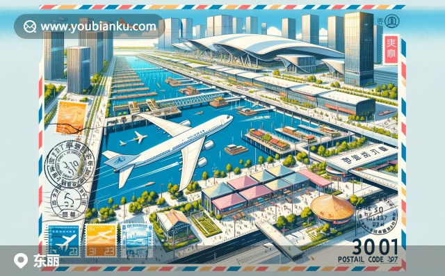 航空信封上的世界之窗、漢沽董家口海濱和狗不理包子，展現(xiàn)東麗區(qū)風(fēng)情，郵戳與郵票增添文化氣息