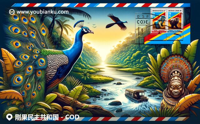 剛果民主共和國的自然風光和文化元素與郵政服務(wù)主題完美融合