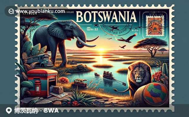 博茨瓦納奧卡萬戈三角洲的野生動物與傳統(tǒng)手工藝的現(xiàn)代表現(xiàn)，郵政元素獨具創(chuàng)意