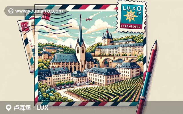 盧森堡城的中世紀(jì)建筑與莫澤爾河谷葡萄園相得益彰，彰顯郵政歷史與地域特色