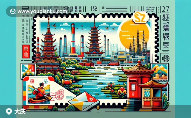 大慶自然美與文化特色的融合，展示龍鳳濕地和特色郵票，彰顯現(xiàn)代設計