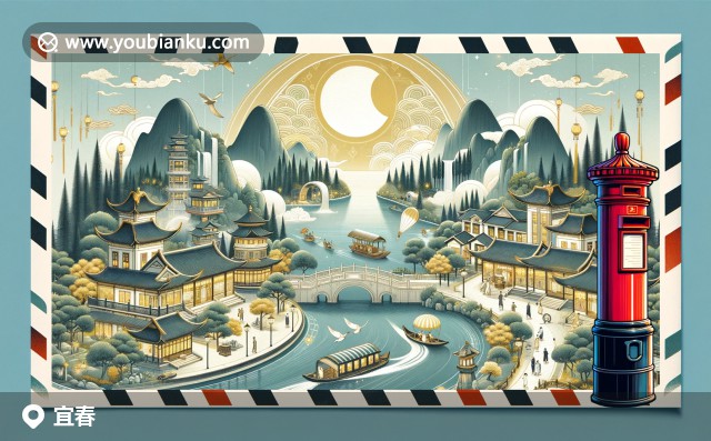 宜春自然與郵政文化完美融合，航空郵件中展現(xiàn)溫泉、月亮湖、靖安白茶與農(nóng)田風光
