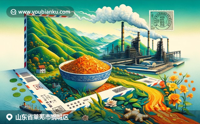 萊蕪鋼城區(qū)工業(yè)與自然的融合，展現(xiàn)郵政元素與當(dāng)?shù)匚幕厣? title=