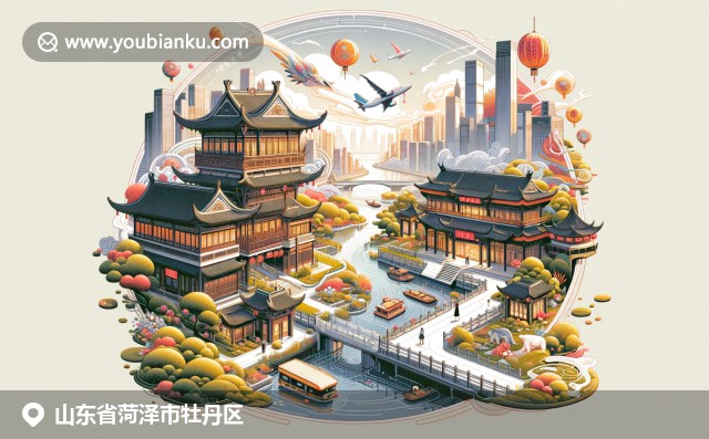 山東菏澤牡丹文化與郵政元素的完美融合，展現(xiàn)牡丹花、牡丹亭與航空郵件信封