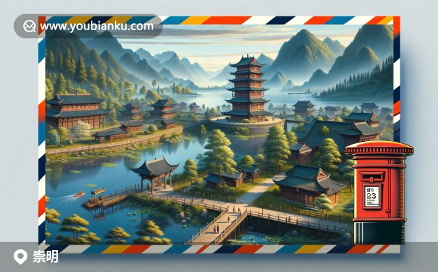 崇明縣郵票與風(fēng)景：綠色生態(tài)、郵政編碼202150、菜花田與自行車道的休閑度假畫卷