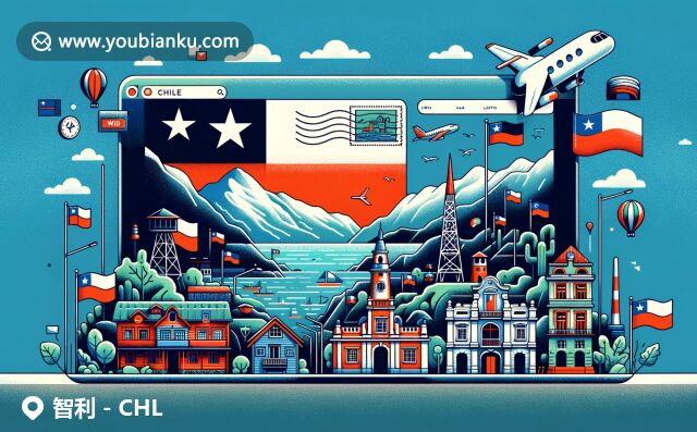 智利文化與地理特色融合，展現(xiàn)國旗、托雷斯德爾佩恩美景、瓦爾帕萊索彩色房屋與郵政元素