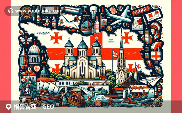 格魯吉亞郵政與文化融合，展現(xiàn)國旗、圣三一大教堂和傳統(tǒng)舞蹈等元素