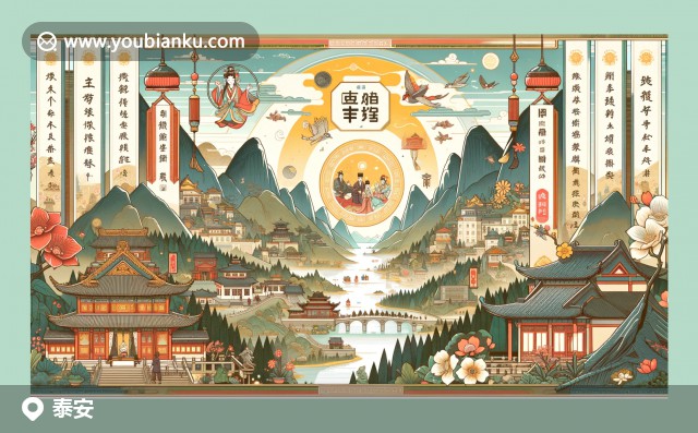 現(xiàn)代創(chuàng)意融合：泰山輪廓、明信片、煎餅與郵政元素