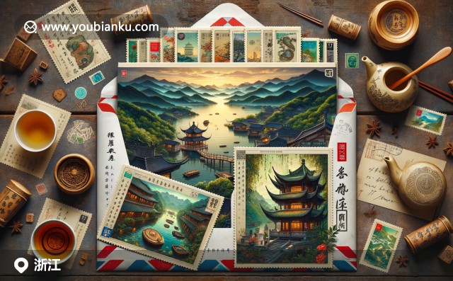 浙江文化與自然景觀的多元融合：西湖、良渚古城和龍井茶，展示郵政傳統(tǒng)