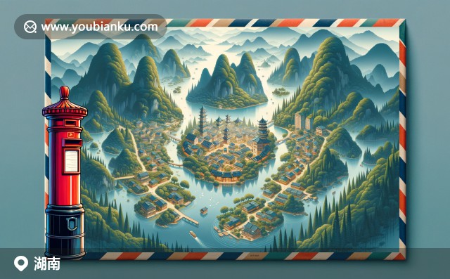 湖南自然山水與郵政文化的完美融合：怪石奇峰、湘繡和航空郵件信封
