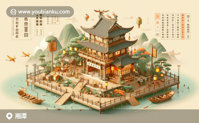 湘潭標(biāo)志性景點(diǎn)：岳麓書院、橘子洲與特色美食郵票裝飾的復(fù)古信封