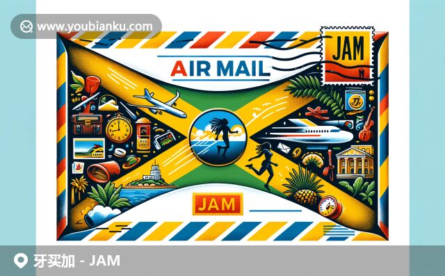 現(xiàn)代插畫展現(xiàn)牙買加文化精髓，郵政信封中融合國旗、地標(biāo)和食物元素