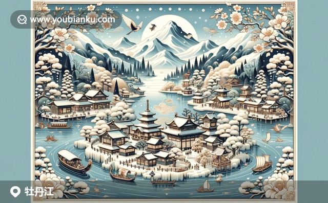 牡丹江奇妙融合自然景觀與滿族文化，體現(xiàn)鏡泊湖、雪鄉(xiāng)美景及傳統(tǒng)刺繡藝術(shù)，郵政元素設(shè)計(jì)巧妙