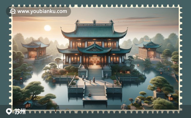 蘇州拙政園古典園林與現(xiàn)代航空郵件的完美融合，展現(xiàn)中國(guó)傳統(tǒng)與現(xiàn)代文化的交融