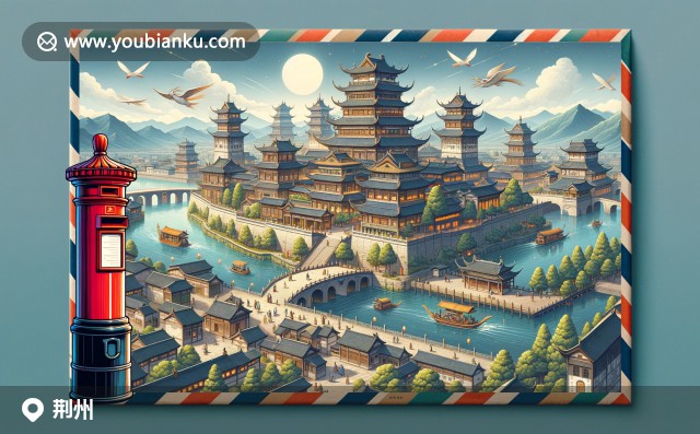 荊州古城航空視角：郵編434020，融入傳統(tǒng)元素與郵政文化