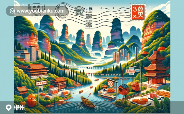湖南仰天湖風(fēng)景與郵政元素融合，展現(xiàn)自然之美與文化底蘊