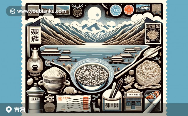 青海傳統(tǒng)文化與郵政元素完美融合，展現(xiàn)富有藝術(shù)韻味的明信片，呈現(xiàn)花兒民歌、唐卡繪畫和青海拉面等特色