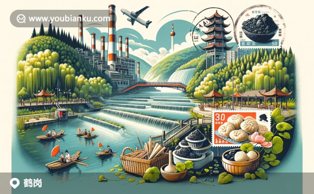 黑龍江鶴崗自然美景與文化融合，展現(xiàn)北山公園瑞鹿泉、煤雕元素、黑木耳與郵政風(fēng)情