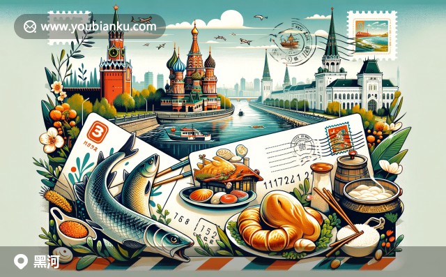 黑龍江五大連池的火山湖泊風(fēng)景與郵政元素融合